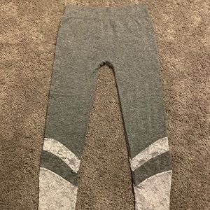 Super soft gray leggings with white lace
